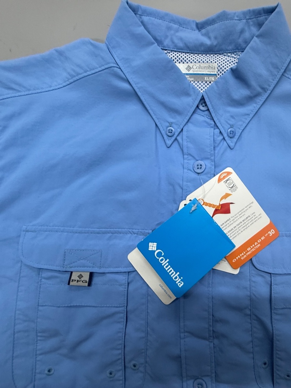 Columbia blue men’s fishing shirt